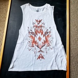 Tribal tiger white tank top